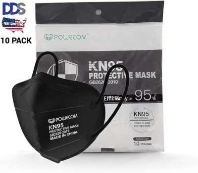 Powecom KN95 Protective Face Mask Respirator KN 95 Black - 10 pcs- GB2626-2019