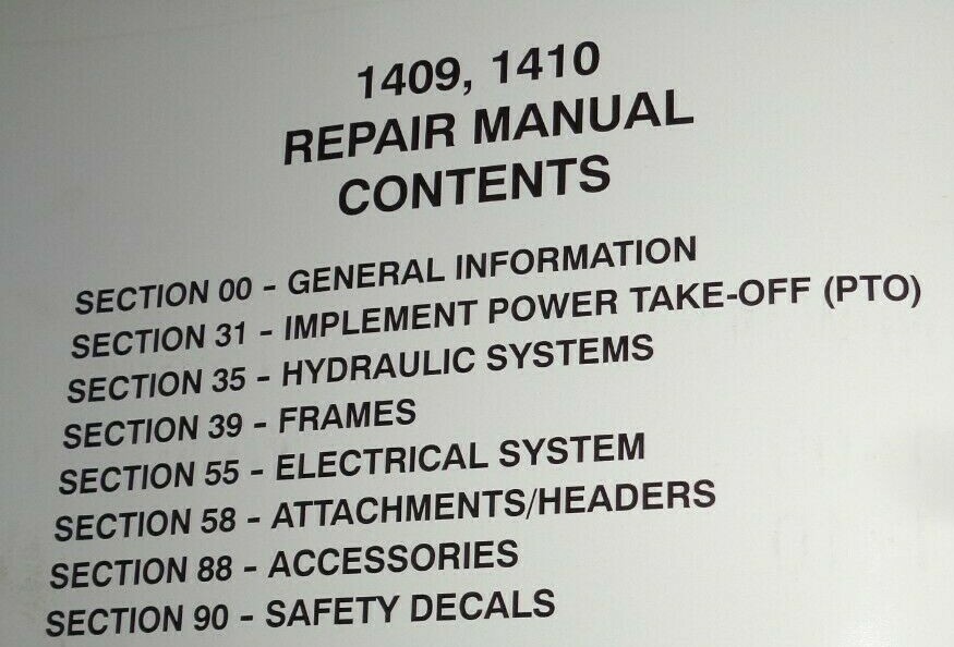 New Holland 1409 1410 Disc Mower Service Repair Shop Workshop Manual Original!