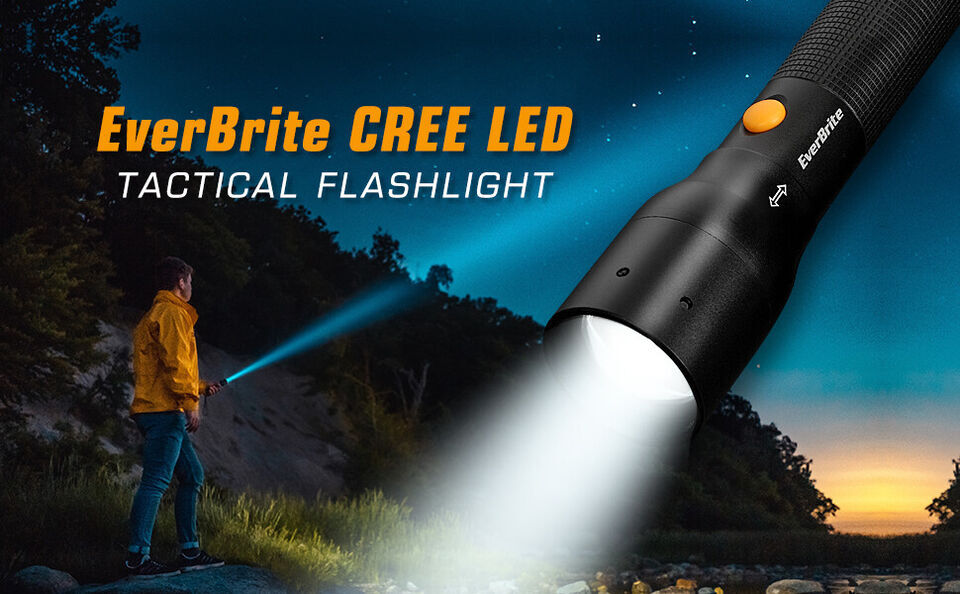 EverBrite 900 LM Ultra Bright Tactical Flashlight Adjustable Focus 3 Light Modes