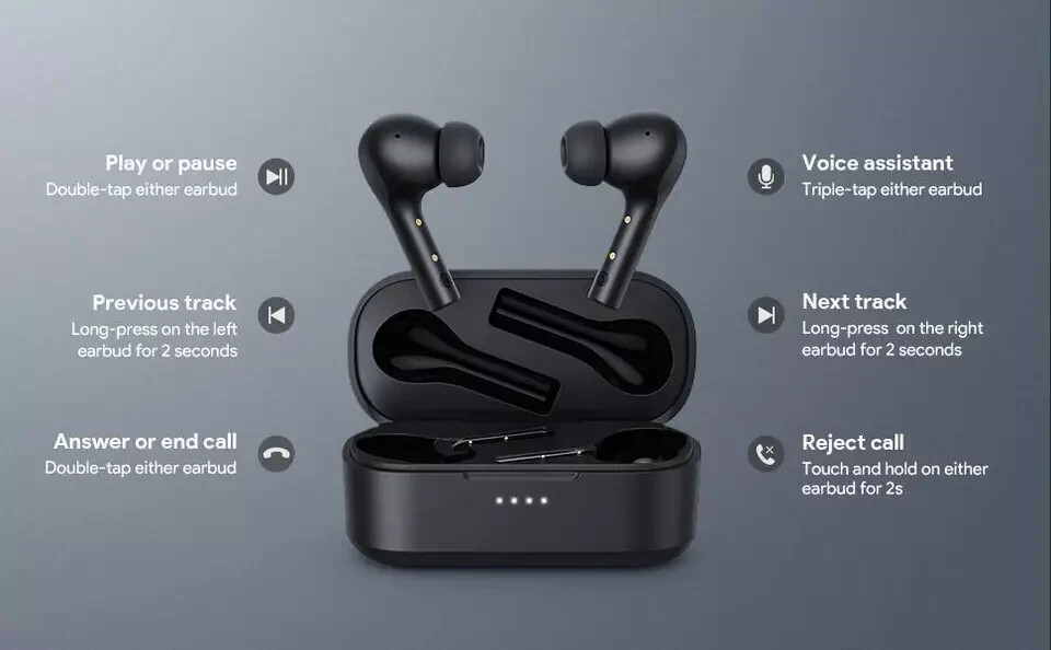 AUKEY True Wireless Earbuds, Bluetooth 5 with Immersive Sound Noise Cancelling  