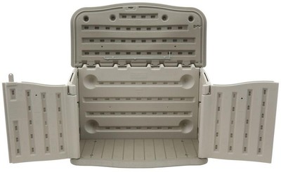 Rubbermaid Storage Shed Outdoor Garden Tool Equipment Room Horizontal Resin Tan