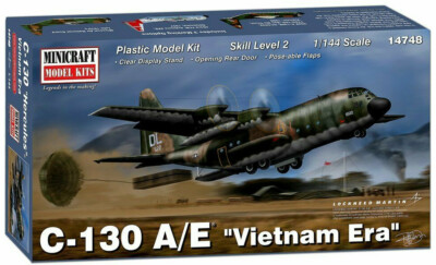 Minicraft ''Vietnam Era'' C-130 A/E W/ Stand 1/144 Plastic Model Plane Kit 14748