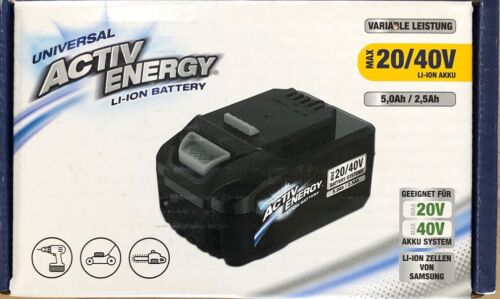 Activ Energy Universal LI-ION Battery AEB 20/40V Akkupack 5.0Ah / 2.5Ah Ovp&Neu