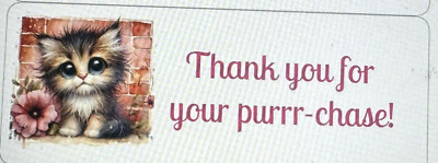 THANK YOU STICKERS ADORABLE KITTY CAT KITTEN LABELS STICKERS 30