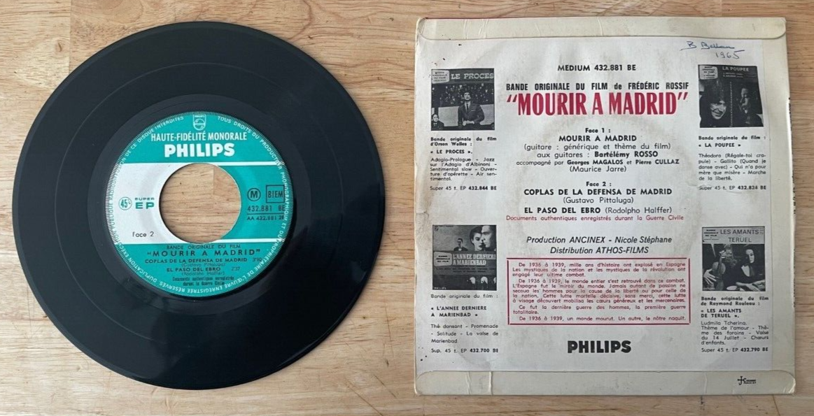 FRENCH EP SOUNDTRACK MOURIR A MADRID (TO DIE IN MADRID)