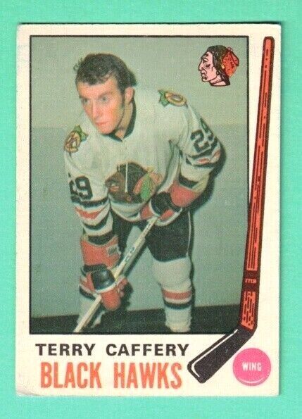 (1) TERRY CAFFERY 1969-70 O-PEE-CHEE # 135 HAWKS ROOKIE VG CARD (F4202) . rookie card picture