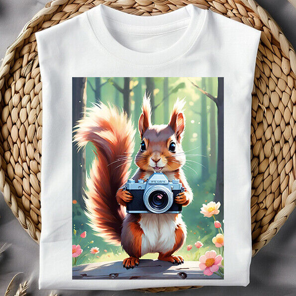 Funny T-Shirt SQUIRREL WITH A CAMERA Photo Cool Animal Art