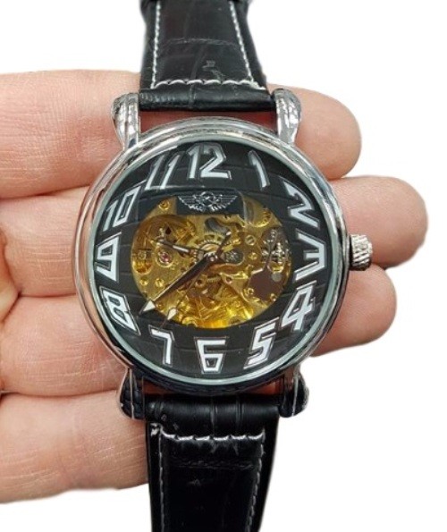 Orologio Polso Yk G8245 Unisex Analogico Automatico Elegante Moda Nero lac