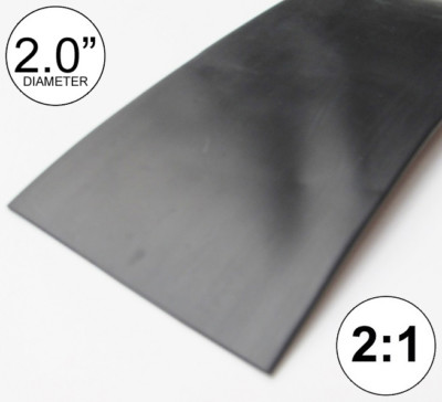 2'' ID Black Heat Shrink Tube 2:1 ratio (2 feet) polyolefin 2.0'' inch/ft/to 50mm