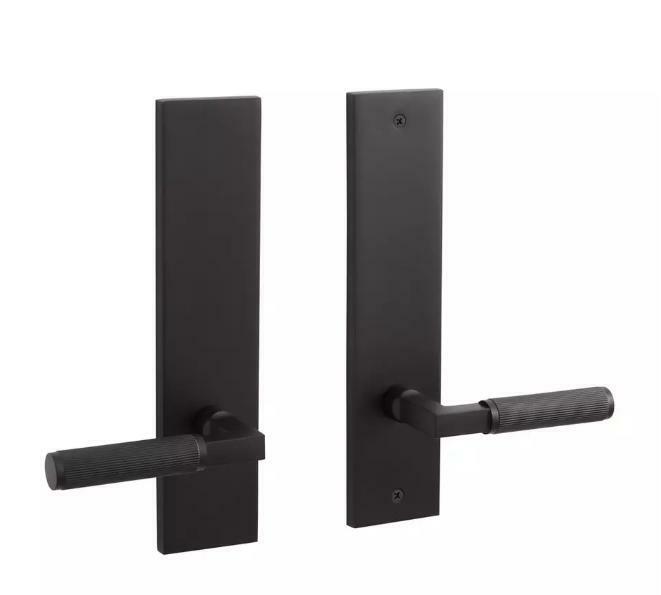 Signature Hardware Satcher Brass Dummy Entrance Set, Left Hand, Satin Black