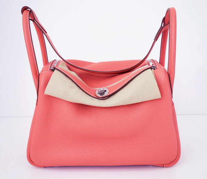 HERMES LINDY 30 CREVETTE PINK PEACH BAG TOTE NEW