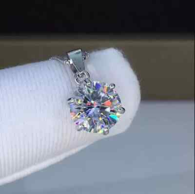 3Ct Round Lab Created Diamond Pendant 14K White Gold Over Free Chain