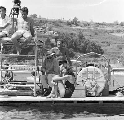Italian director Luchino Visconti preparing a scene on The Strange- Old Photo 10