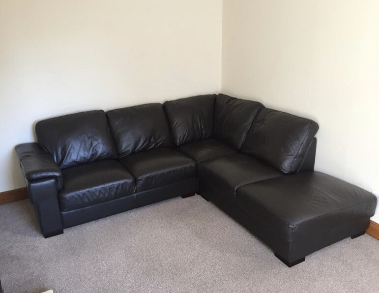Large black leather corner sofa for saleexcellent condition in