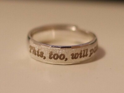 This Too Will Pass Ring, Gam zeh ya'avor Quote, Adjustable 999 Pure Silver Ring
