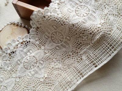 Vintage Crochet Cotton Beige Lace Trim with Scalloped Edge 6.69'' Wide 2 Yards