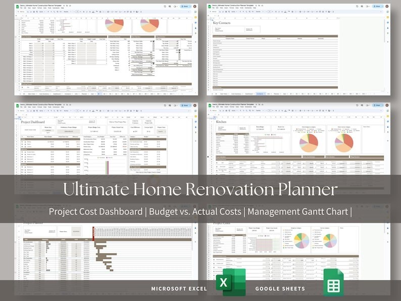 Ultimate Home Construction Renovation Remodel Custom Build, Excel, Google Sheets