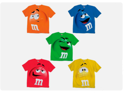 Adult & Youth Kids M&M's M&M Face Chocolate Candy Costume T-Shirt Tee M M Shirt