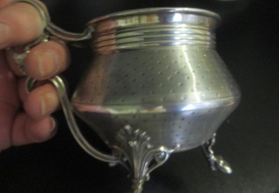 RARE Antique 19thC French Sterling Silver Guilloche Footed Teacup 950 MInerve