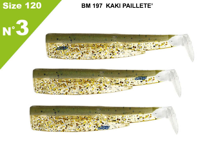 BLACK MINNOW FIIISH  SIZE 3BM 197 KAKI PAILLETE 3 CORPI RICAMBIO 12 CM SPINNING