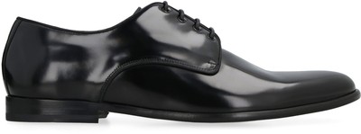 Pre-owned Dolce & Gabbana Leather Lace-up Derby Shoes In Black