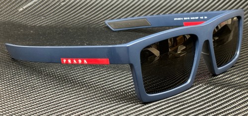 Pre-owned Prada Linea Rossa Ps 02zsu Mag06f Matte Blue Grey Men's 55 Mm Sunglasses In Gray