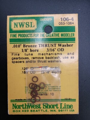 NWSL NORTHWEST SHORT LINE 106-4   .10'' BRONZE THRUST WASHER 1/8'' BORE 3/16'' OD
