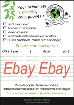 Lot de 50 étiquettes pour Recyclage emballage cadeau modèle "Humour"