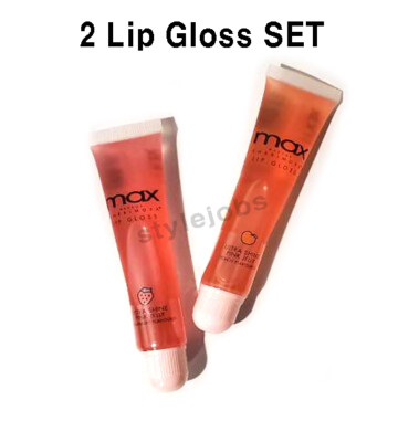 2 PCS Max Cherimoya Shine Strawberry & Peach Lip Polish Lip Gloss SET