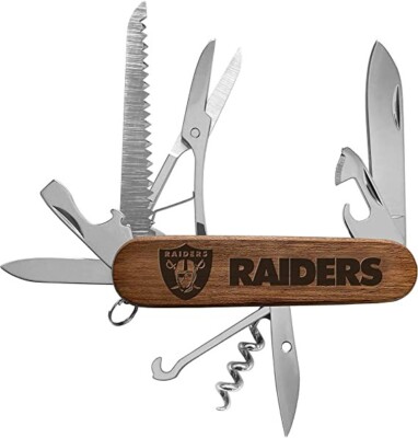 LAS VEGAS RAIDERS, CLASSIC WOOD, 13 USE MULTI-POCKET TOOL FROM THE SPORTS VAULT