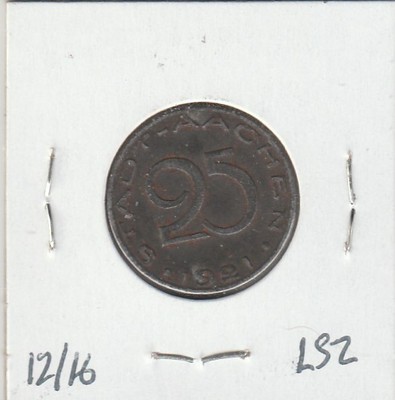 LAM(Y) Stadt-Aacchen - 1920 - Emergency WW-1 War Money - 24 MM Steel - 25