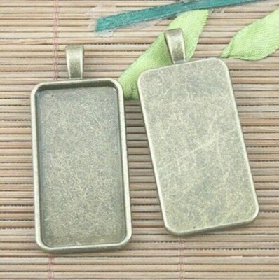 2pc antiqued bronze retangle shaped 37x18mm cabochon settings pendant EF1203