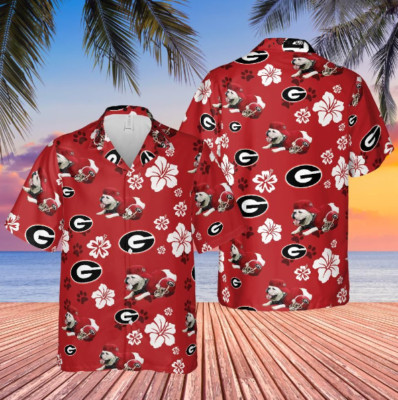 georgia bulldogs football hawaiian shirt, button down shirt, aloha, LOOSE STYLE