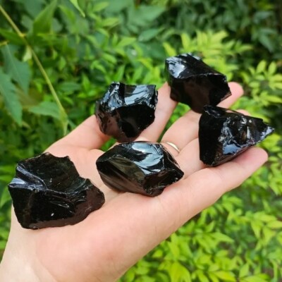 2'' (5cm) Raw Rough Black Obsidian Stone Chunks Healing Energy Crystal Gifts