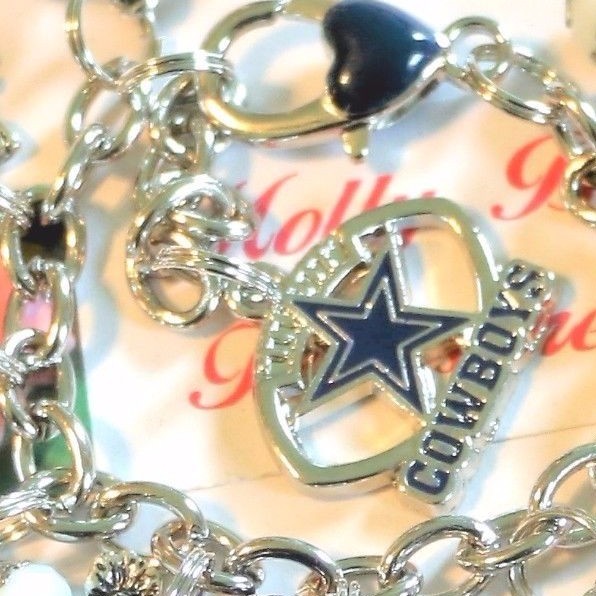 Dallas Cowboys Handmade NFL Chain Link Football Charm Bracelet,Small 5 1/2