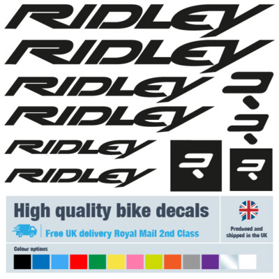 Ridley bike labels / decals / stickers, 5+ years external quality (25 pack)