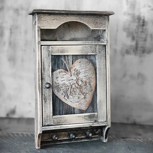 Vintage Schlüsselkasten Landhaus Shabby Retro Holz Schlüsselschrank Handarbeit