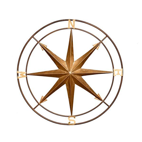 Outdoor Bronze Gold Metal Vintage Compass Wall Art Plaque Nautical Decoration