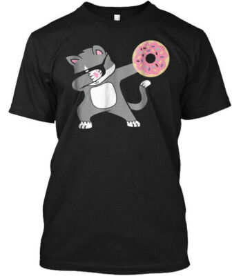 Dabbing Cat Donut Pink Doughnut T-Shirt Made in the USA Size S to 5XL