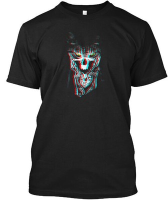 Chat Noir Avec Des Yeux Verts Et Un Bands T-Shirt Made in the USA Size S to 5XL