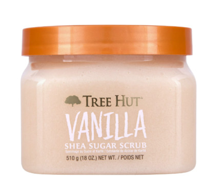 Indulge in the Tree Hut Body Scrub, an 18 oz shea sugar hydrating exfoliator