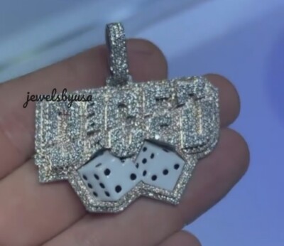 Pre-owned Nsg Customize Men 3.2ct Tester Passing Moissanite "diced" Shaped Enamel Pendant In White