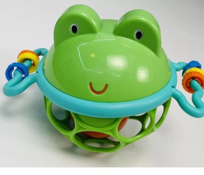 BRIGHT STARTS Jingle & Shake Green Frog Pal Oball BPA Free BABY TOY Rattle EUC