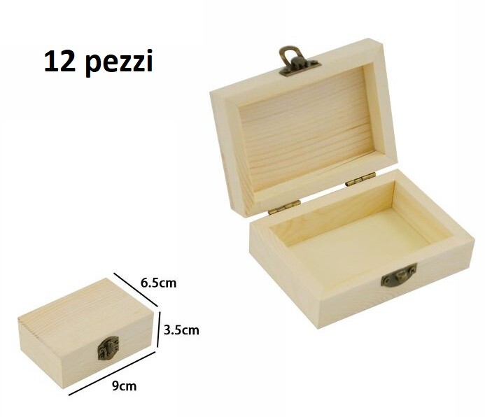 Set 12 Scatoline In Legno Portagioie Scatola Cofanetto Rettangolari 74006a dfh
