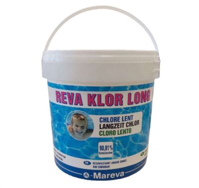 Reva Klor Long Mareva Tricloro Cloro 90% 2 in 1 Pastiglie 250g Acqua Piscina