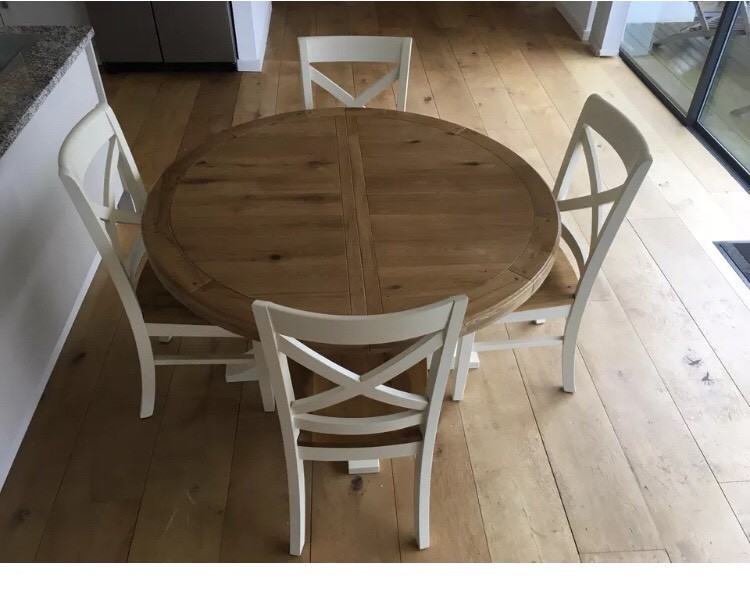 solid oak dining table with 4 chairs