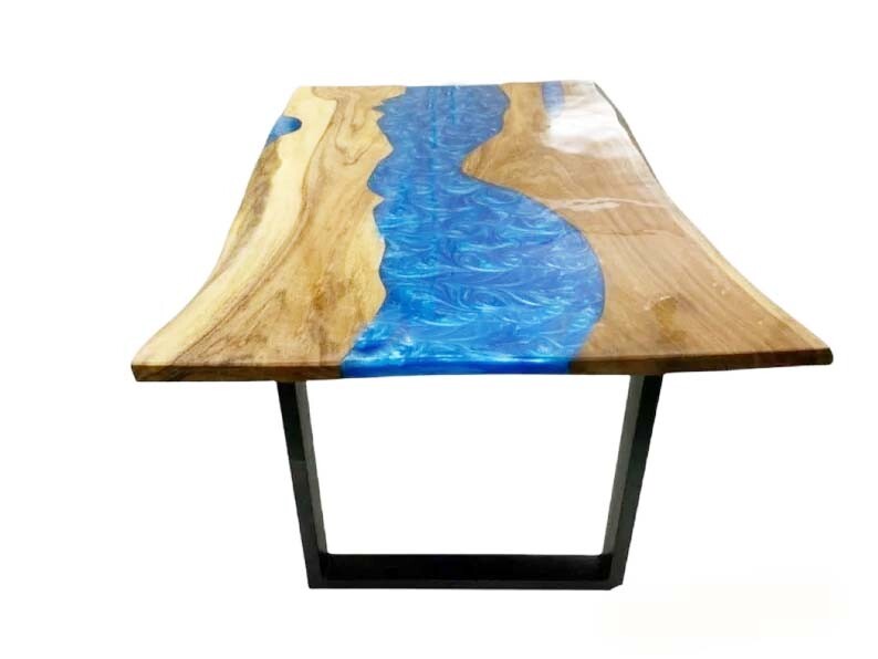 Blue Epoxy Resin Dining Table Durable Construction Hotel & Restaurant