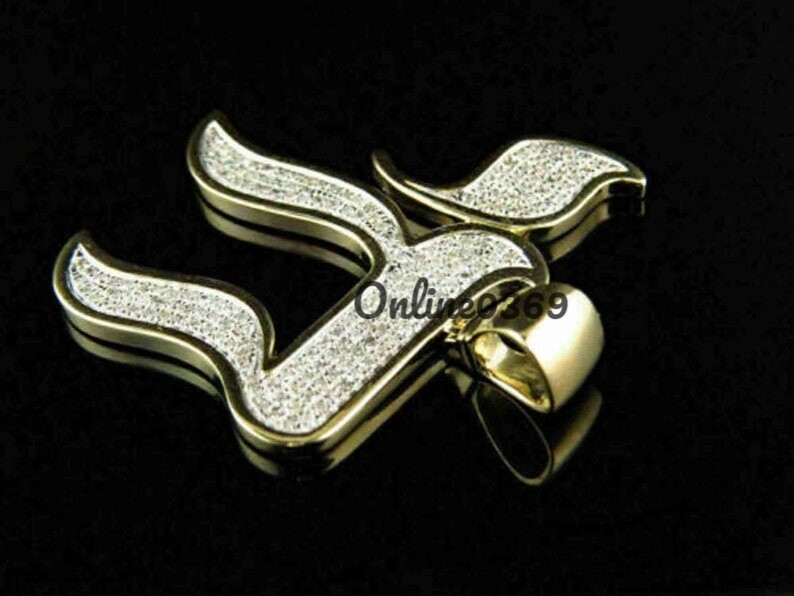 Pre-owned Online0369 Men's 0.25ct S Natural Moissanite Jewish Chai Charm Pendant 925 Silver Free Stud In White