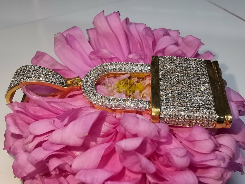 Pre-owned Online0369 1.16ct Tester Passing Moissanite Unisex Lock Charm Pendant 925 Silver Gift In White