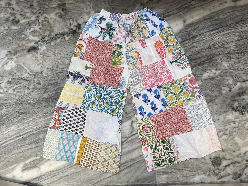 Pre-owned Handmade 20 Pcs Hippie  Unisex Pants, Patchwork Multi Color Beautiful Harem Pant In Multicolor